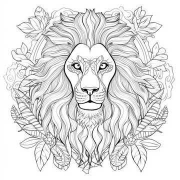 Coloring book for children depicting aa lion