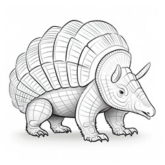 Coloring book for children depicting aarmadillo