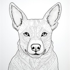 Coloring book for children depicting aaustralian cattle dog