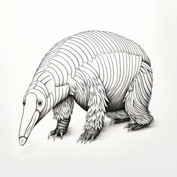 Coloring book for children depicting aant eater