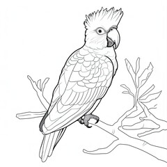 Coloring book for children depicting acockatoo