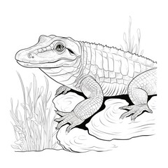 Naklejka premium Coloring book for children depicting adwarf caiman