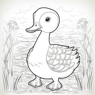 Coloring book for children depicting aduck