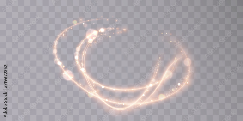Aufkleber Shiny golden light sparkling spiral with magic vector effect of magical sparkling dust particles. Light painting illustrating the movement of energy.