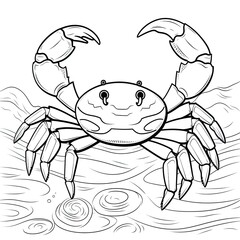 Coloring book for children depicting afiddler crab