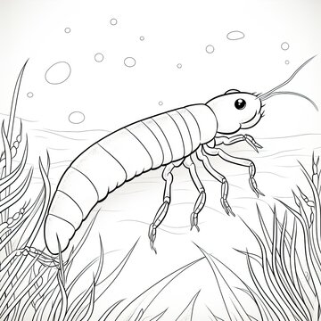Coloring book for children depicting afairy shrimp
