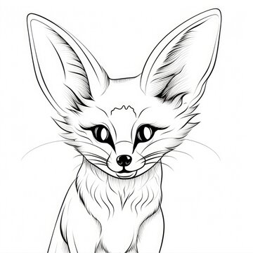 Coloring book for children depicting afennec fox