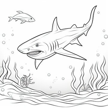 Coloring book for children depicting afrilled shark