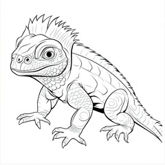 Coloring book for children depicting afrilled lizard