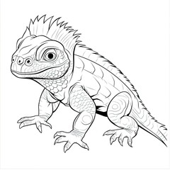 Fototapeta premium Coloring book for children depicting afrilled lizard