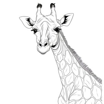 Coloring book for children depicting agiraffe