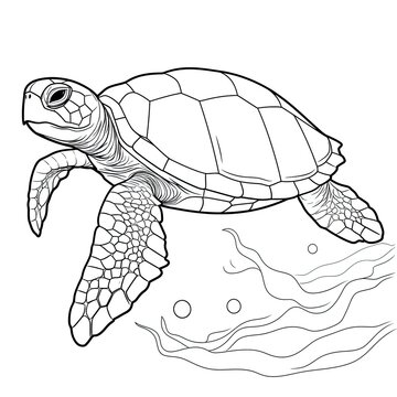 Coloring book for children depicting ahawksbill turtle