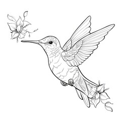 Obraz premium Coloring book for children depicting ahummingbird
