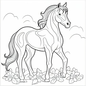 Coloring book for children depicting ahorse