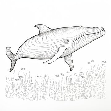 Coloring book for children depicting ahumpback whale