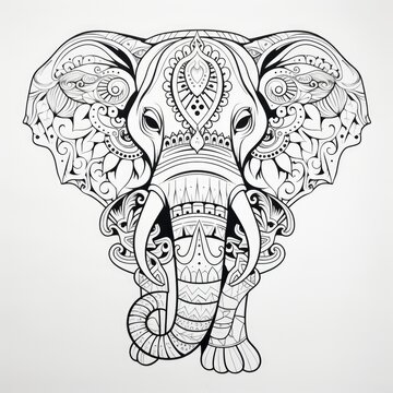Coloring book for children depicting aindian elephant