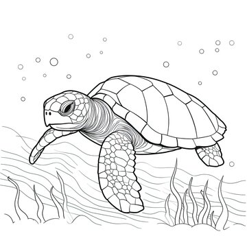 Coloring book for children depicting aloggerhead turtle