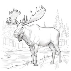 Coloring book for children depicting amoose
