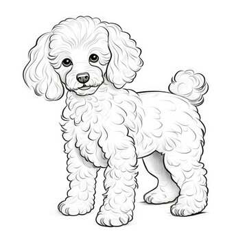 Coloring book for children depicting aminiature poodle
