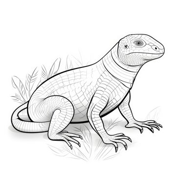 Coloring book for children depicting amonitor lizard