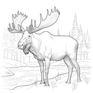 Coloring book for children depicting amoose