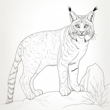 Coloring book for children depicting anorth american bobcat