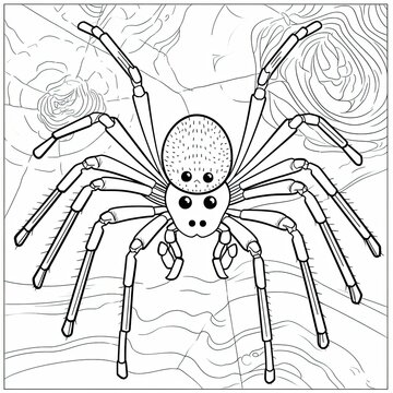 Coloring book for children depicting aorb weaver spider