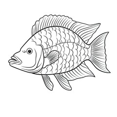 Coloring book for children depicting aparrotfish