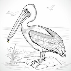 Coloring book for children depicting apelican