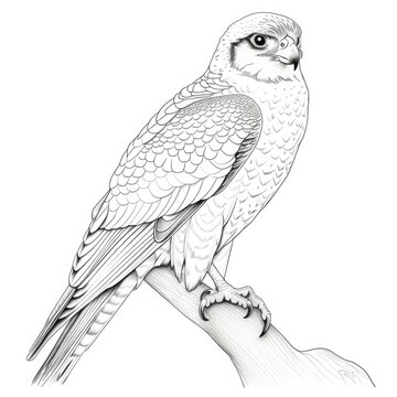 Coloring book for children depicting aperegrine falcon