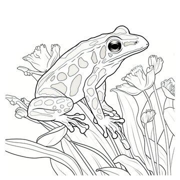 Coloring book for children depicting apoison dart frog