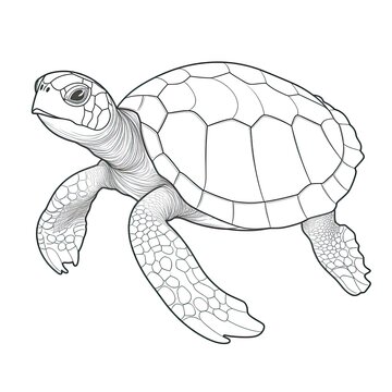 Coloring book for children depicting ared eared slider turtle