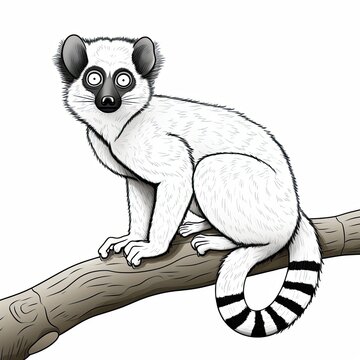 Coloring book for children depicting ared ruffed lemur