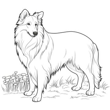 Coloring book for children depicting arough collie