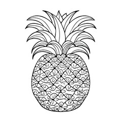 Coloring book for children depicting asea pineapple