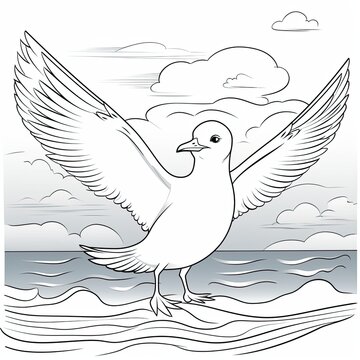 Coloring book for children depicting asea gull
