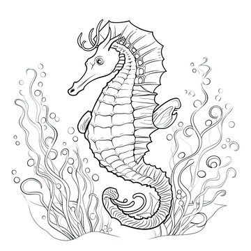 Coloring book for children depicting asea horse