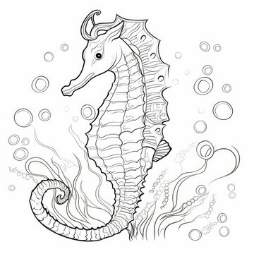 Coloring book for children depicting aseahorse