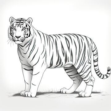 Coloring book for children depicting asiberian tiger