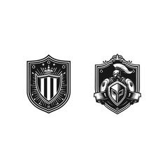 TWO EMBLEM LOGO WITH FRAME SHIELD VECTOR