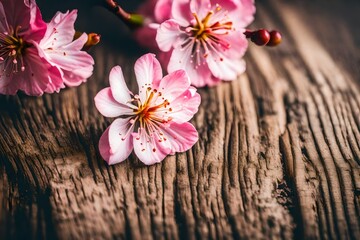 Obraz na płótnie Canvas cherry blossom on wooden background