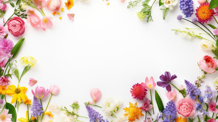 Obraz premium spring flowers on white color background with copy space
