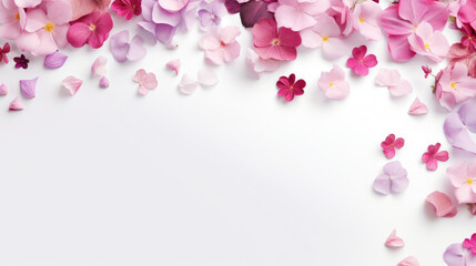 spring flowers on white color background with copy space