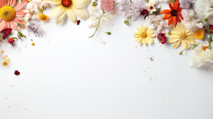 Obraz na płótnie Canvas spring flowers on white color background with copy space