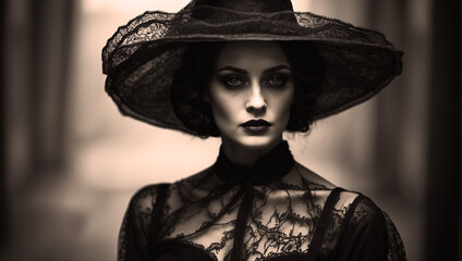 Lady in a vintage hat