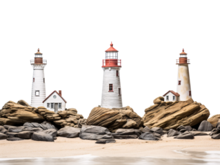 a two lighthouses on rocks