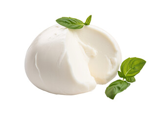 a white cheese with basil leaves