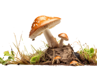 a mushroom growing out of moss