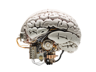a brain model with a clear glass dome
