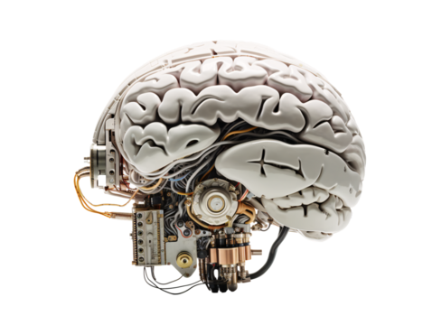 a brain model with a clear glass dome